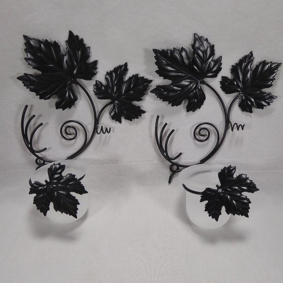 Pair of Grape Leaf Sconce Candle Holders